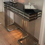 Black Metal Side Table with Storage Shelf and Tray