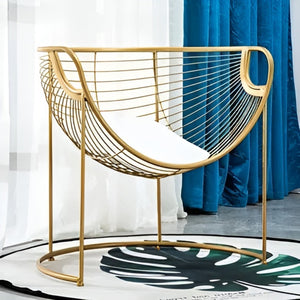 Luxury Gold Frame Lounge Chair with White Cushion