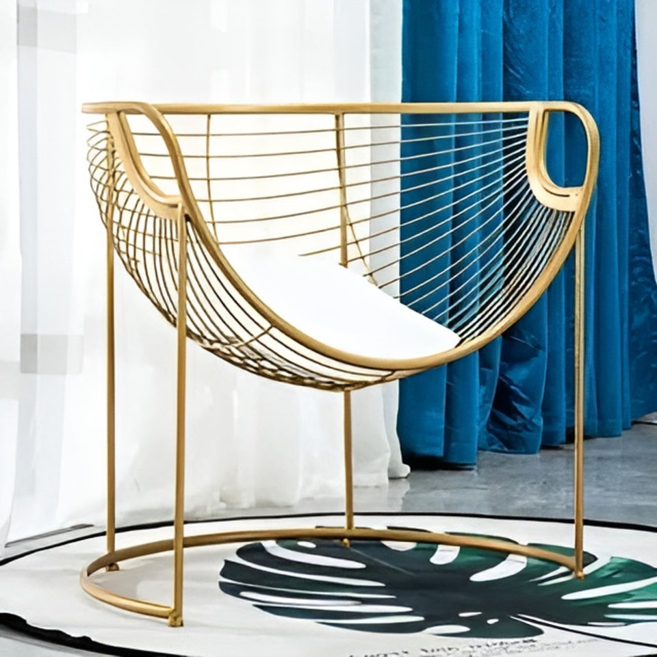 Luxury Gold Frame Lounge Chair with White Cushion