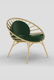 Luxury Mid-Century Modern Accent Chair | Gold Wire Frame & Emerald Green Velvet/Leather