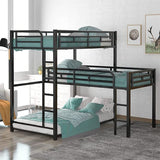 Heavy-Duty L-Shaped Triple Bunk Bed Frame | Metal Corner Design | 3 Sleeping Areas