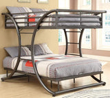 Modern metal twin over full bunk bed with ladder