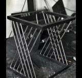 Black Wire Side Table with Artistic Base and Glass Top
