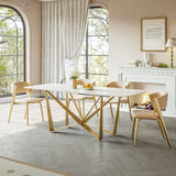 Modern Marble Dining Table Set with Gold Metal Base – Elegant 6-Seater Luxury Dining Furniture