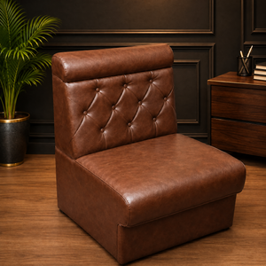 Luxury Brown Leather Tufted Lounge Chair