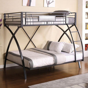 White Metal Twin Over Full Bunk Bed