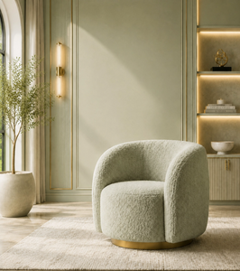 Modern Luxury Swivel Accent Chair - Textured Boucle Upholstery