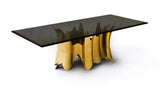 Luxury black marble dining table with gold pedestal base