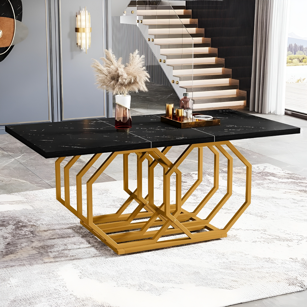 Modern Metal Table Base with Geometric Pattern